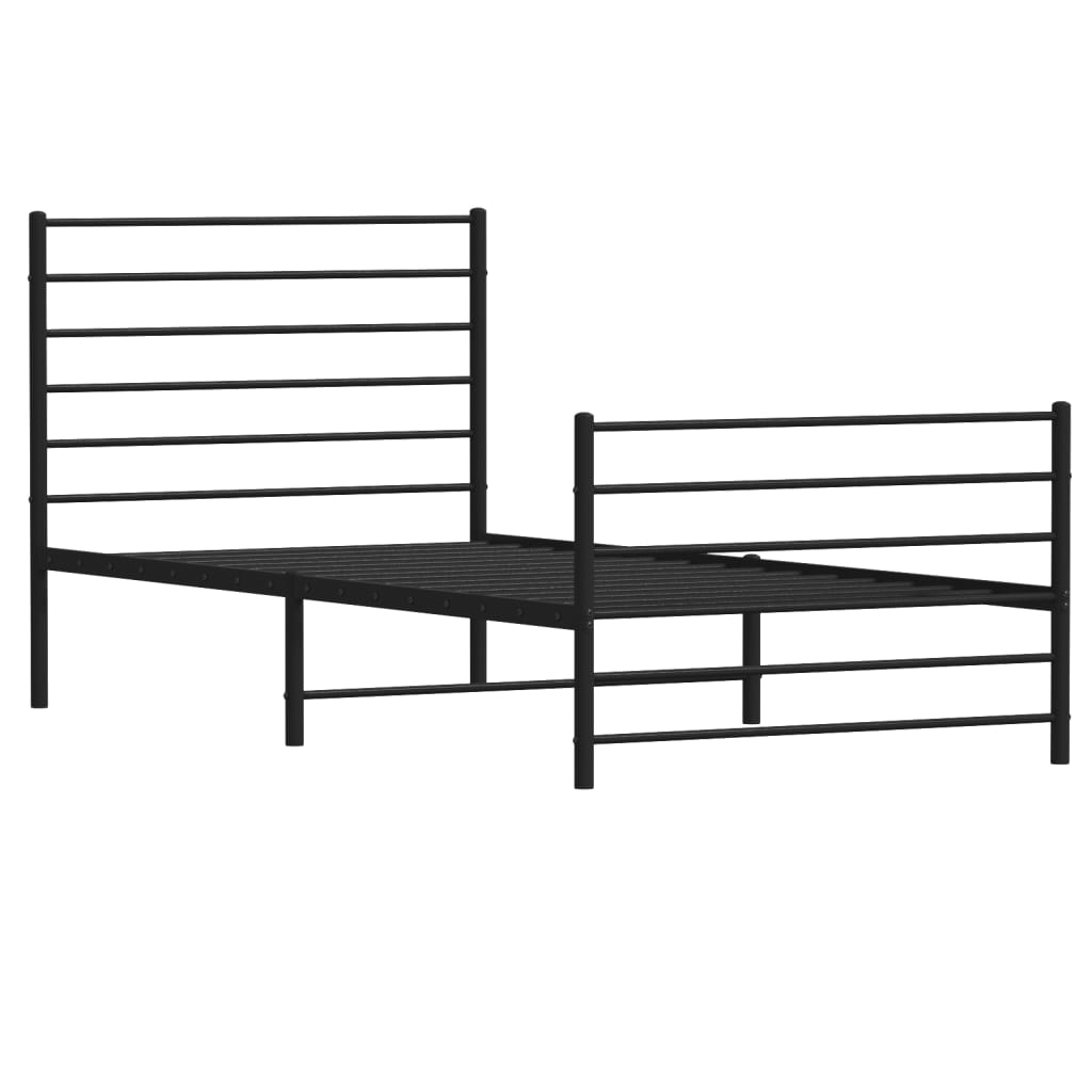 vidaXL Metal Bed Frame without Mattress with Footboard Black 80x200cm