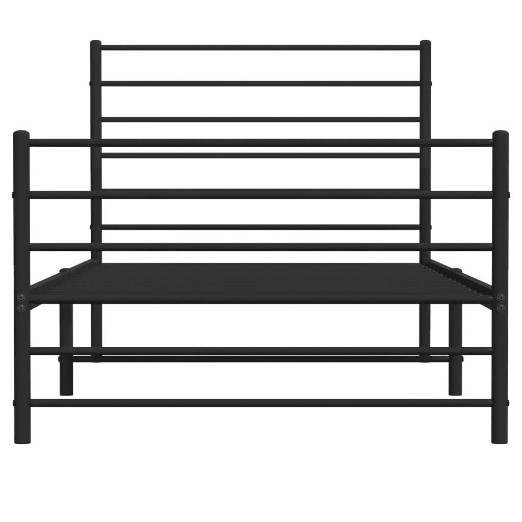 vidaXL Metal Bed Frame without Mattress with Footboard Black 80x200cm