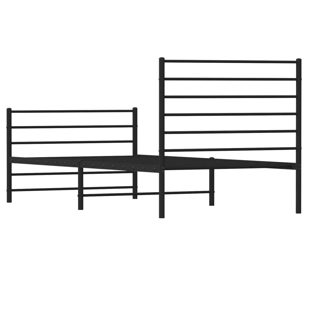 vidaXL Metal Bed Frame without Mattress with Footboard Black 80x200cm