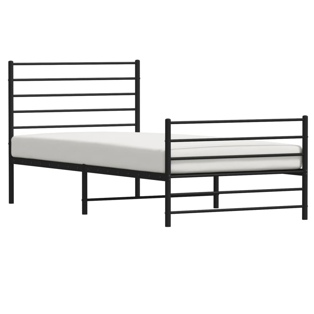 vidaXL Metal Bed Frame without Mattress with Footboard Black 90x200cm