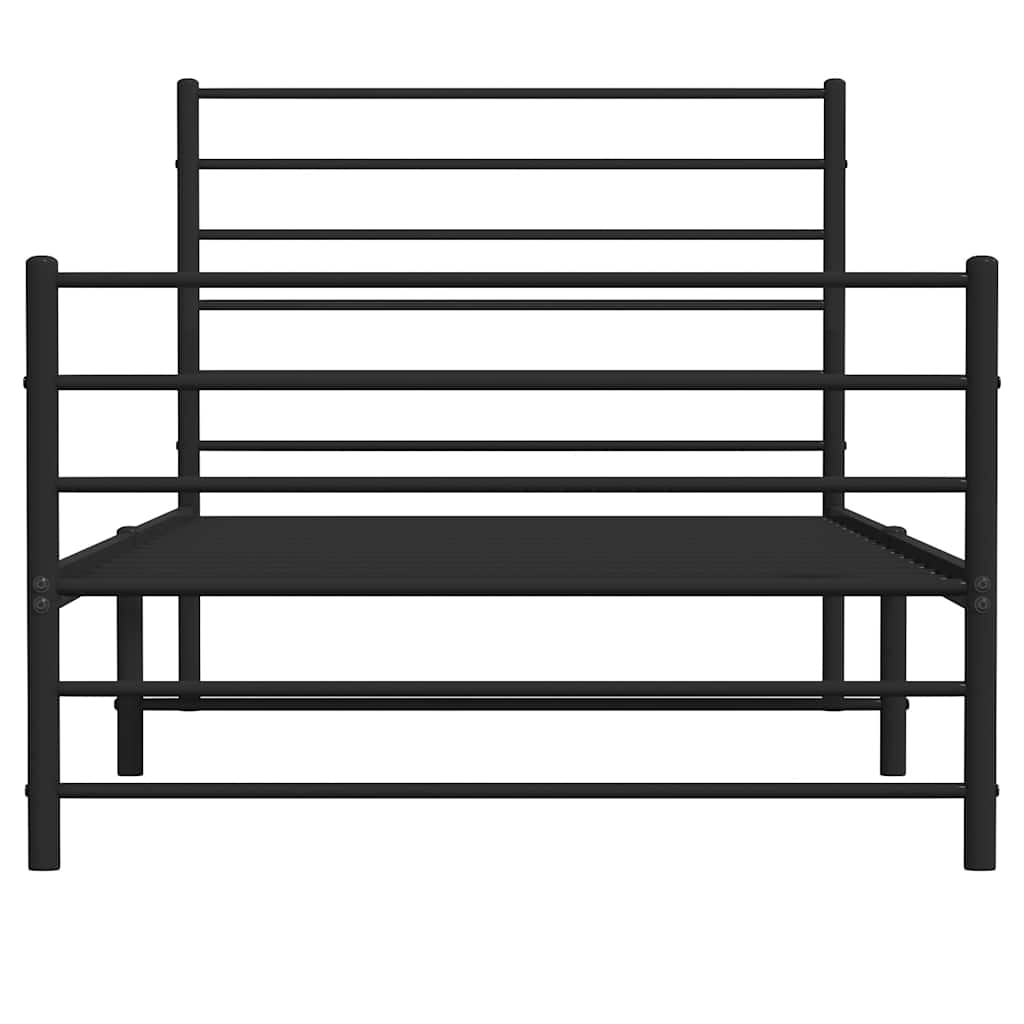 Metal Bed Frame without Mattress with Footboard Black 100x190cm