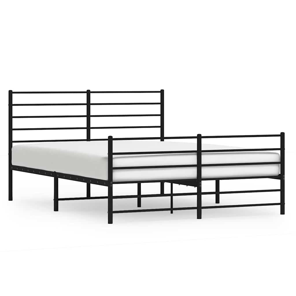 Metal Bed Frame without Mattress with Footboard Black 120x200cm