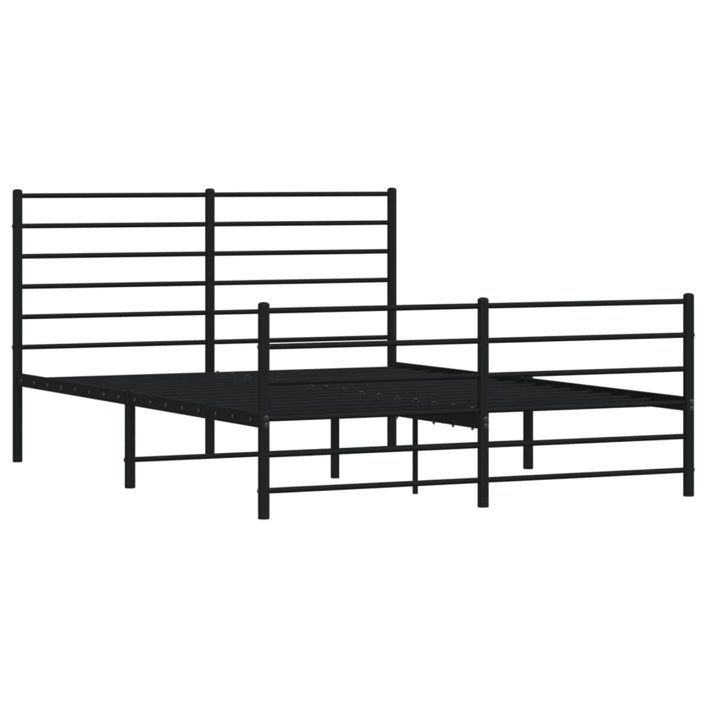 vidaXL Metal Bed Frame without Mattress with Footboard Black 135x190cm