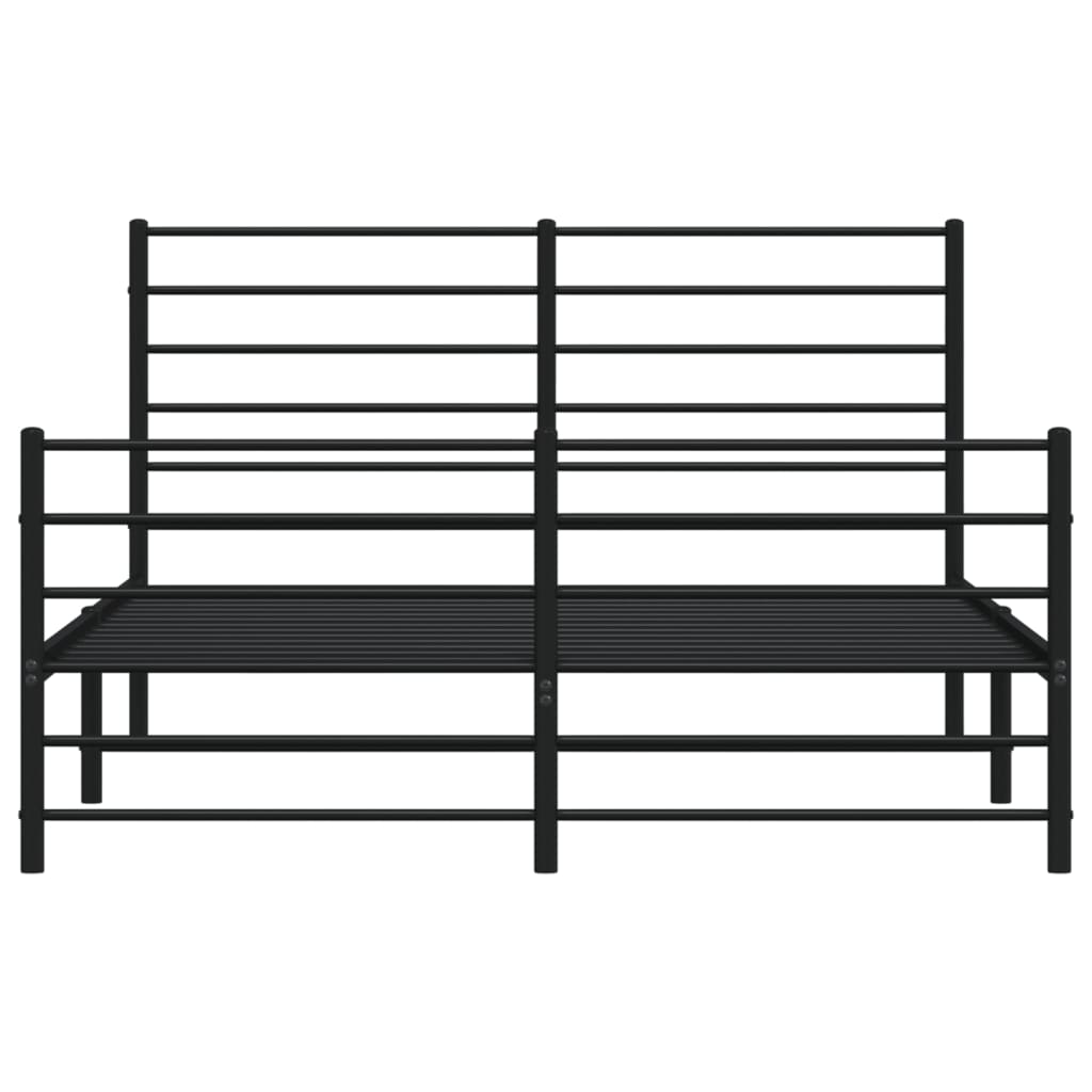 vidaXL Metal Bed Frame without Mattress with Footboard Black 135x190cm