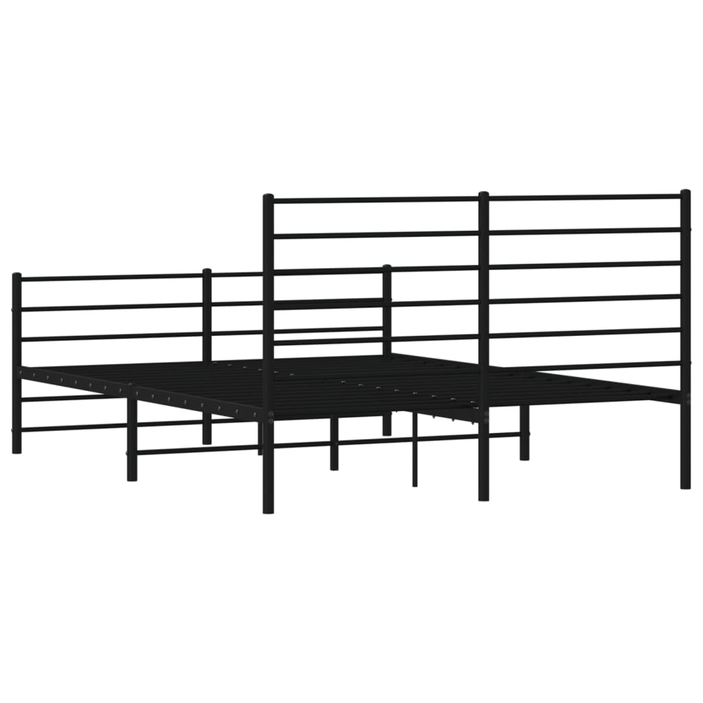 vidaXL Metal Bed Frame without Mattress with Footboard Black 135x190cm