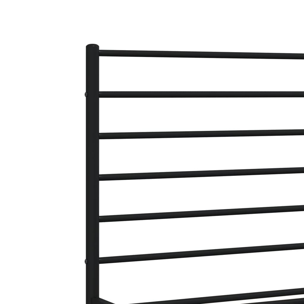 vidaXL Metal Bed Frame without Mattress with Footboard Black 135x190cm