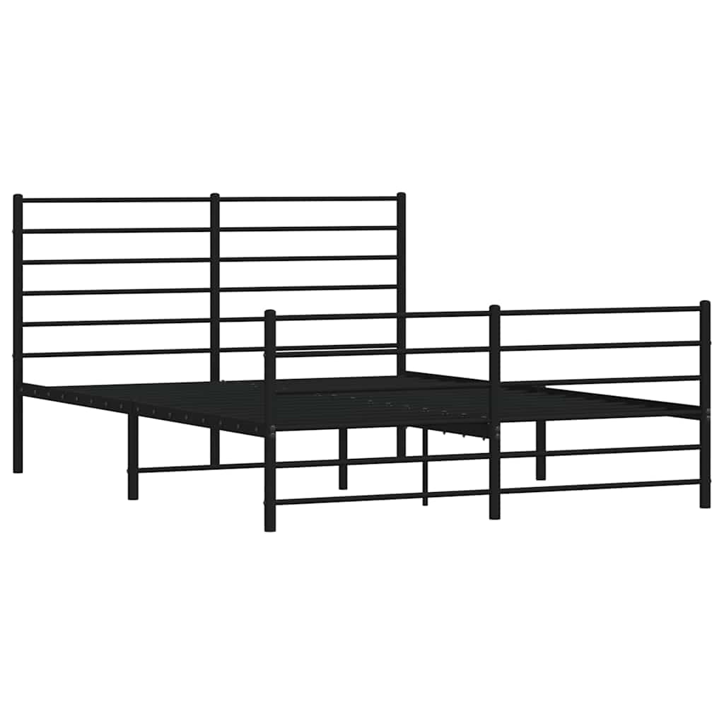 Metal Bed Frame without Mattress with Footboard Black 150x200cm
