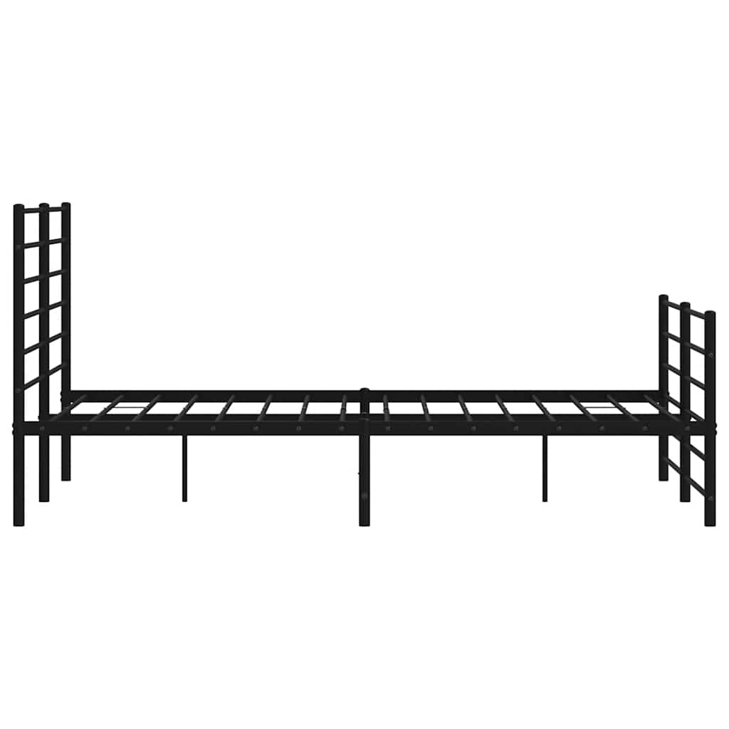 Metal Bed Frame without Mattress with Footboard Black 150x200cm
