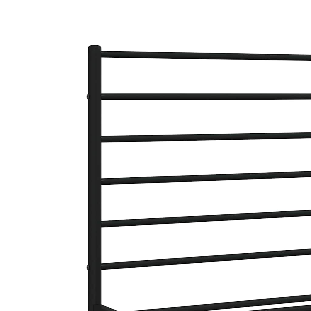 Metal Bed Frame without Mattress with Footboard Black 150x200cm