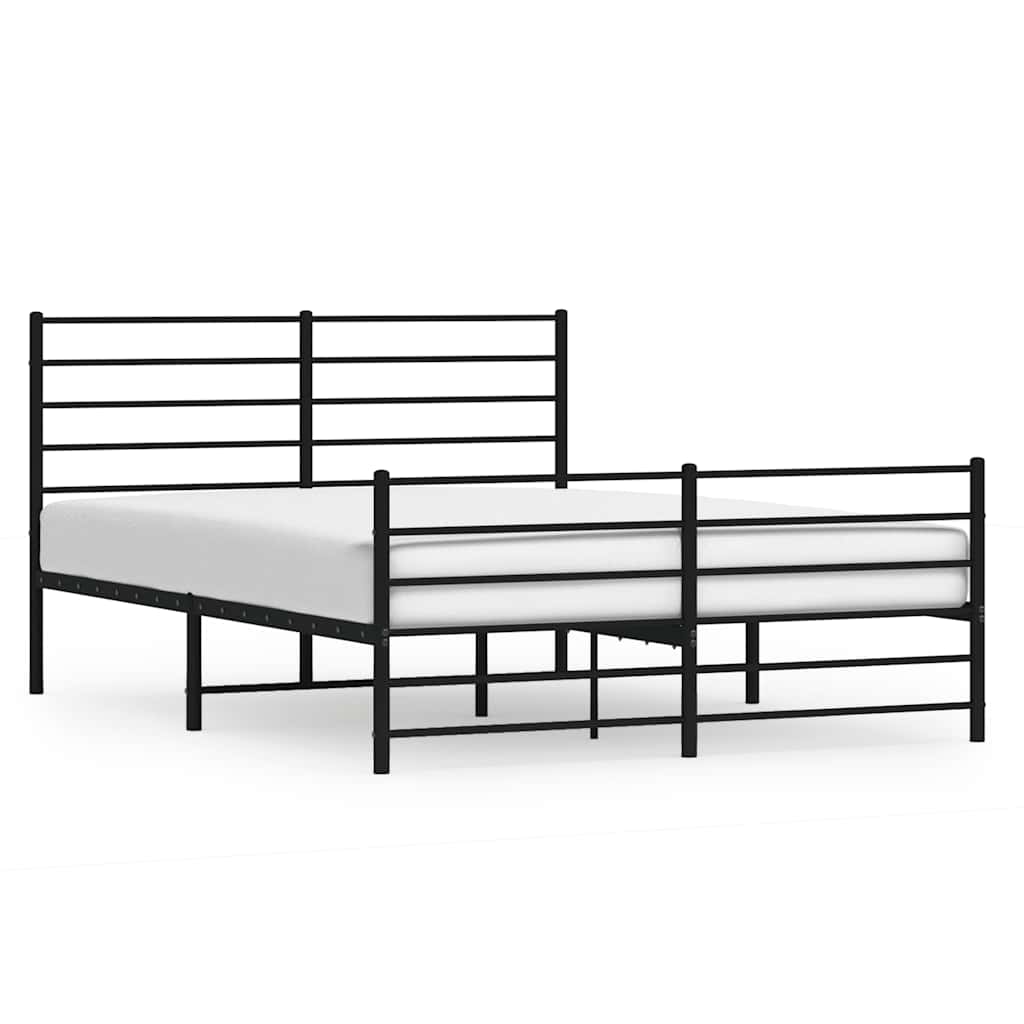 Metal Bed Frame without Mattress with Footboard Black 160x200cm