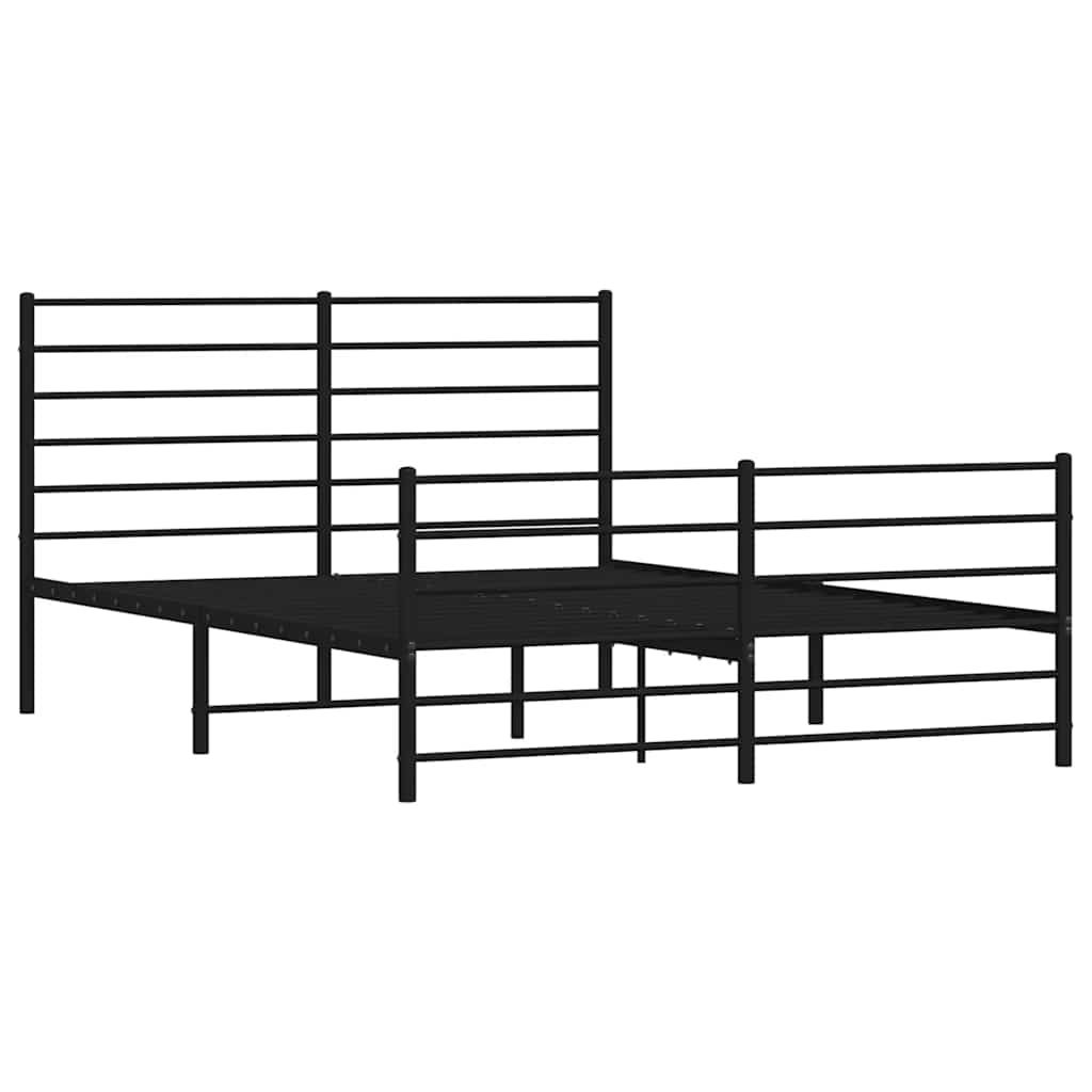 Metal Bed Frame without Mattress with Footboard Black 160x200cm