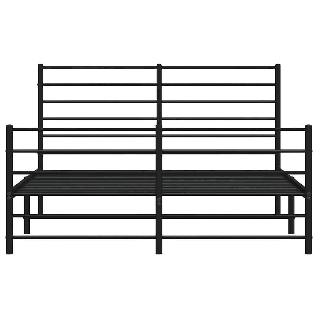 Metal Bed Frame without Mattress with Footboard Black 160x200cm