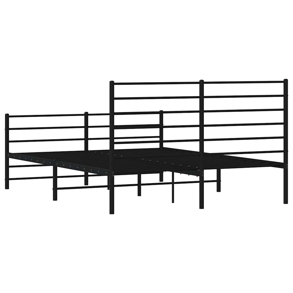 Metal Bed Frame without Mattress with Footboard Black 160x200cm