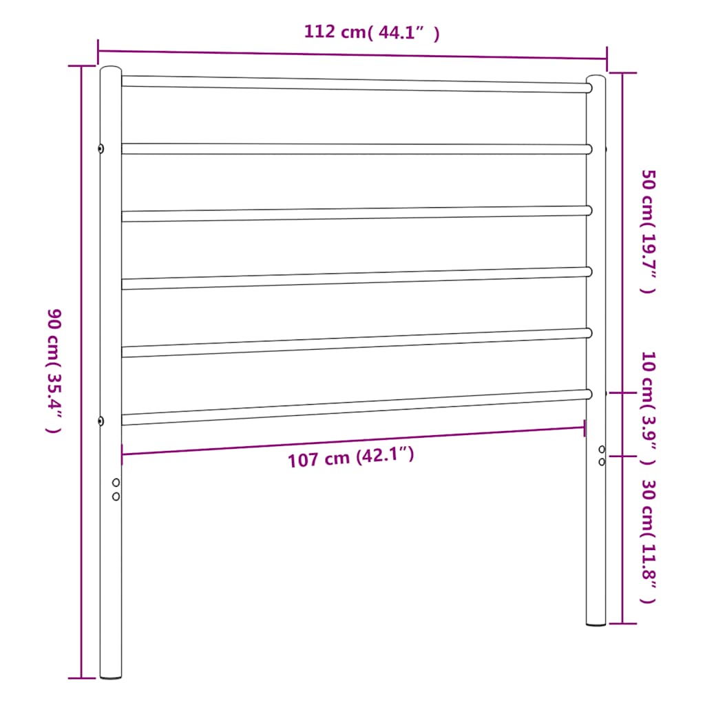 Metal Replace Headboard Black 107 cm