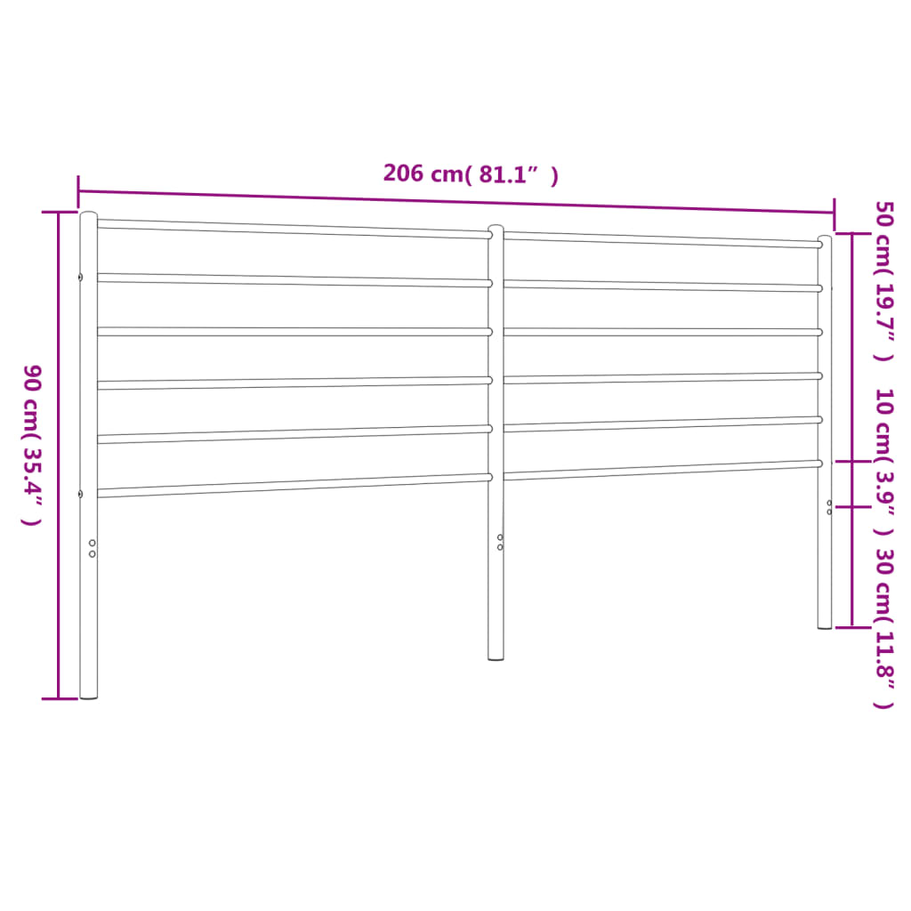Metal Replace Headboard Black 200 cm