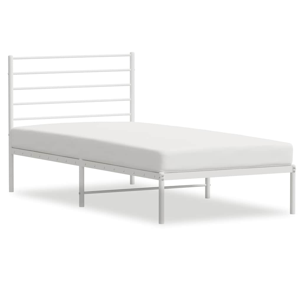 Metal Bed Frame without Mattress with Headboard White 80x200cm
