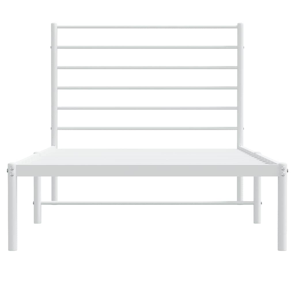Metal Bed Frame without Mattress with Headboard White 80x200cm