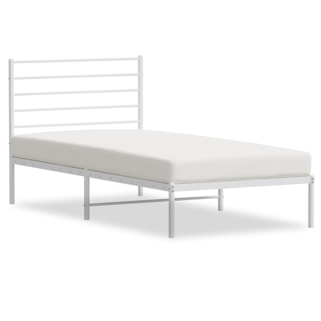 vidaXL Metal Bed Frame without Mattress with Headboard White 100x190cm