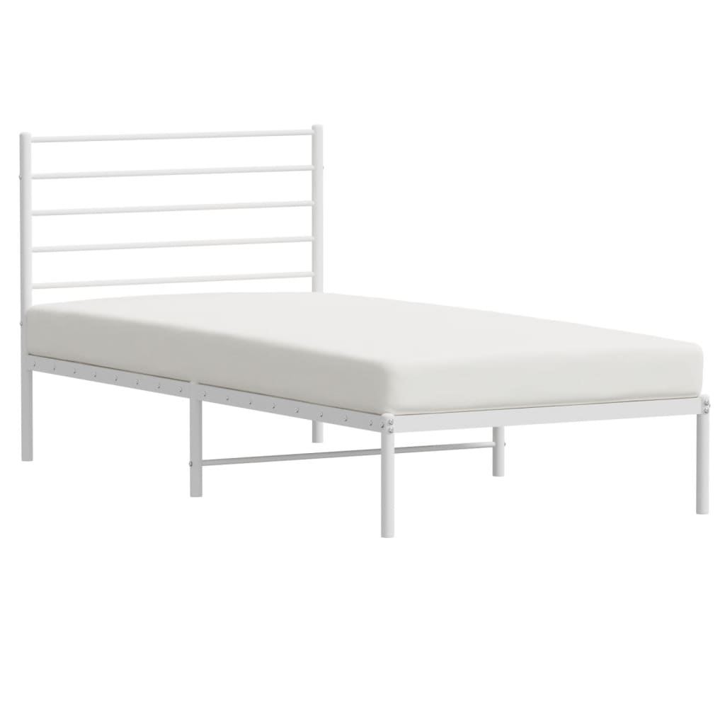 vidaXL Metal Bed Frame without Mattress with Headboard White 100x190cm