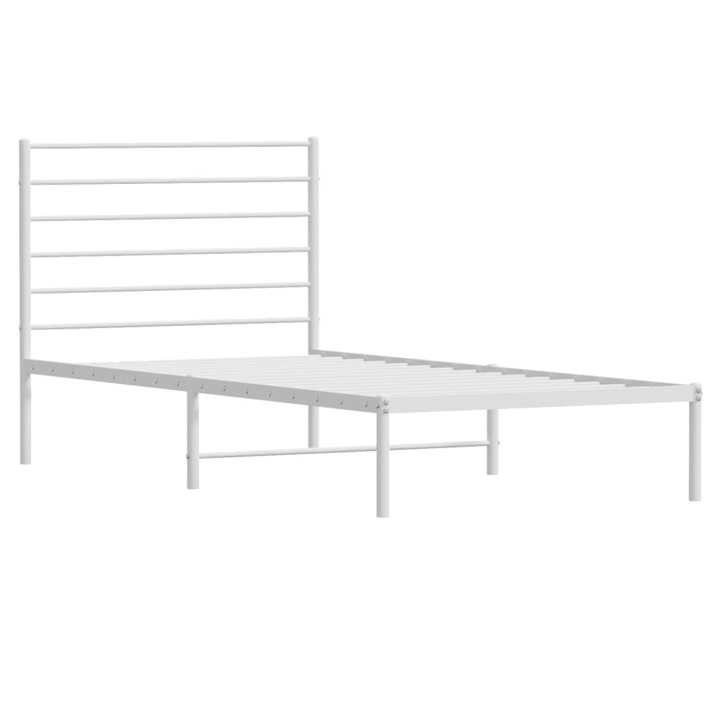 vidaXL Metal Bed Frame without Mattress with Headboard White 100x190cm