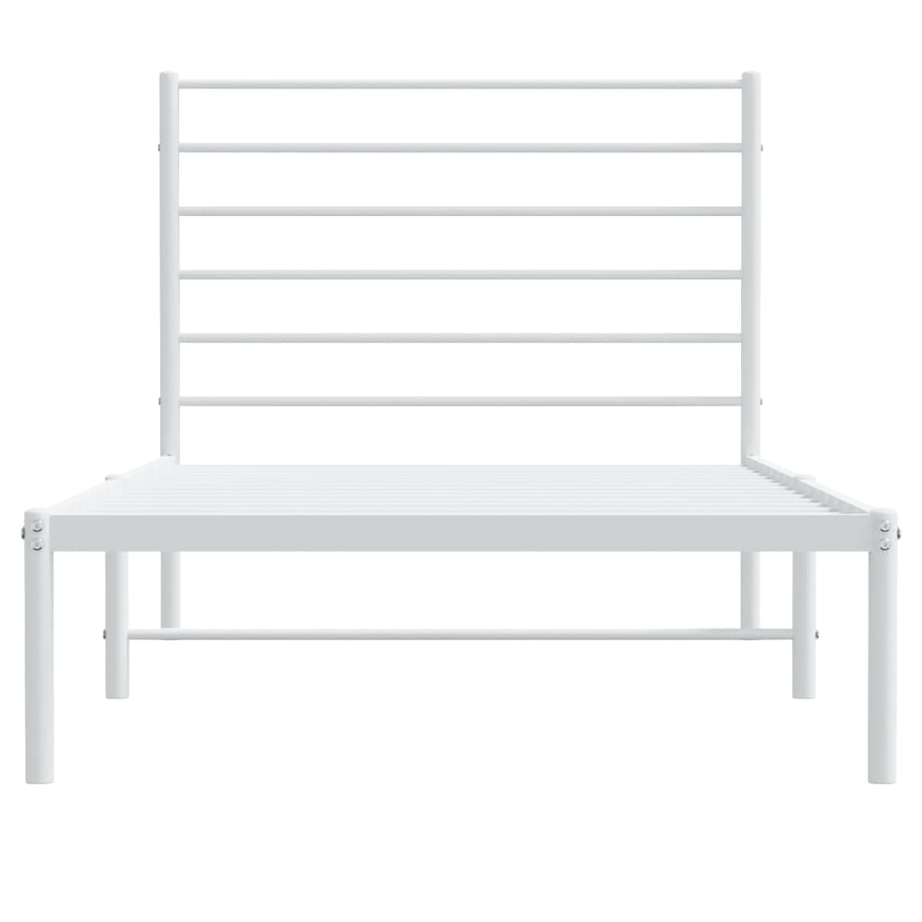 vidaXL Metal Bed Frame without Mattress with Headboard White 100x190cm