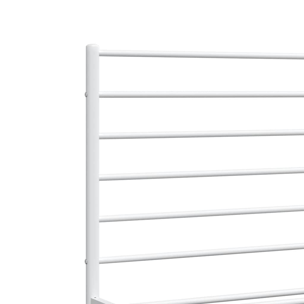 Metal Bed Frame without Mattress with Headboard White 120x190cm