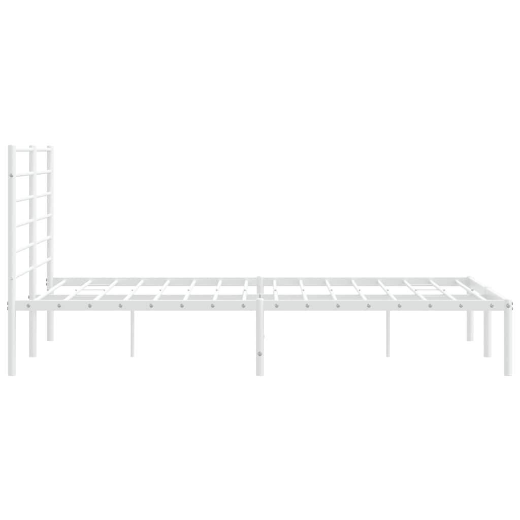 Metal Bed Frame without Mattress with Headboard White 135x190cm