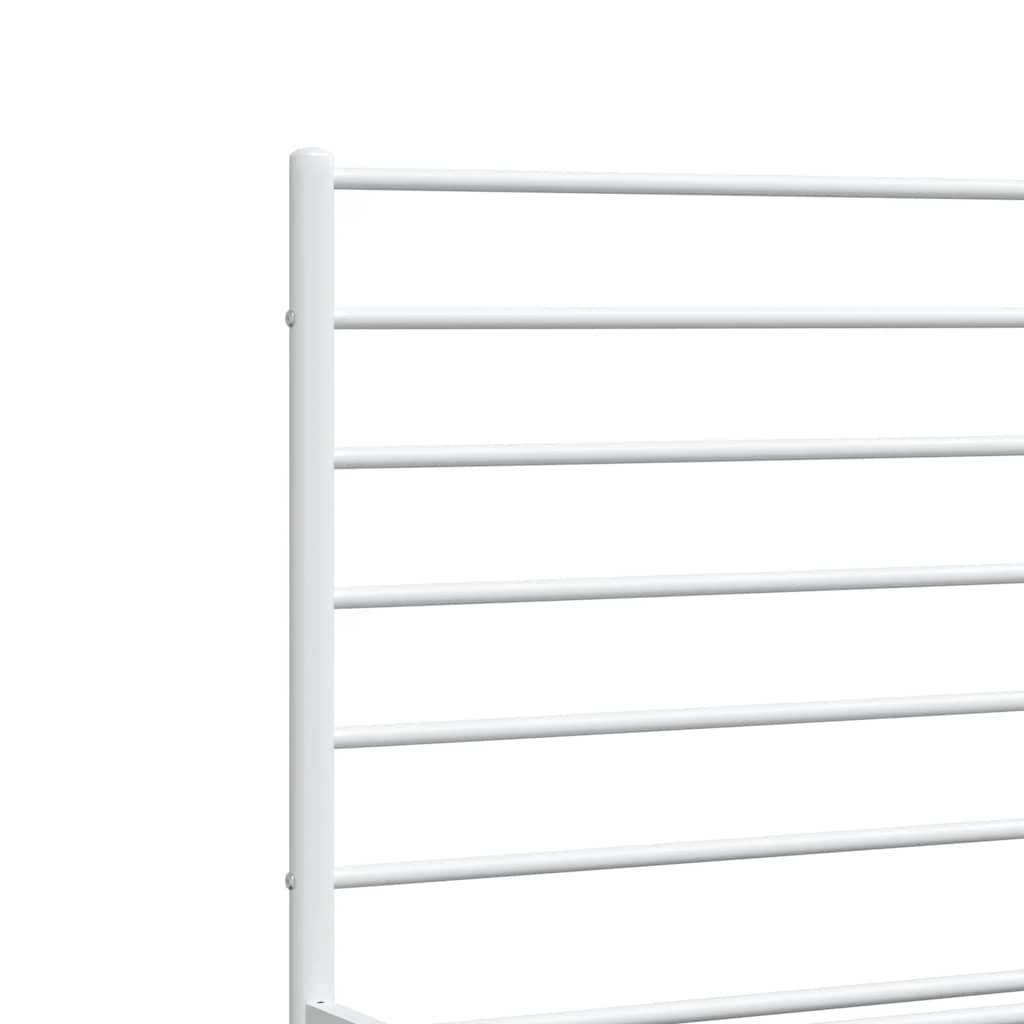 Metal Bed Frame without Mattress with Headboard White 135x190cm