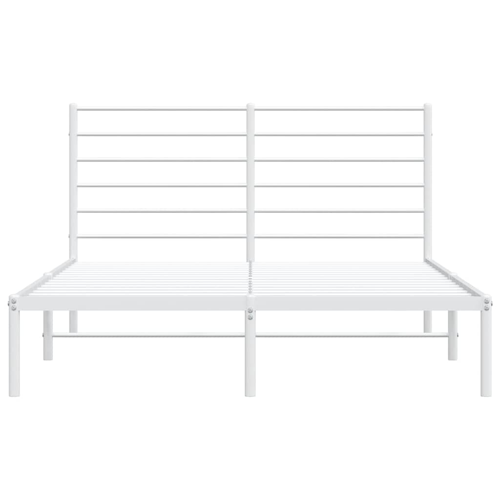 Metal Bed Frame without Mattress with Headboard White 140x190cm