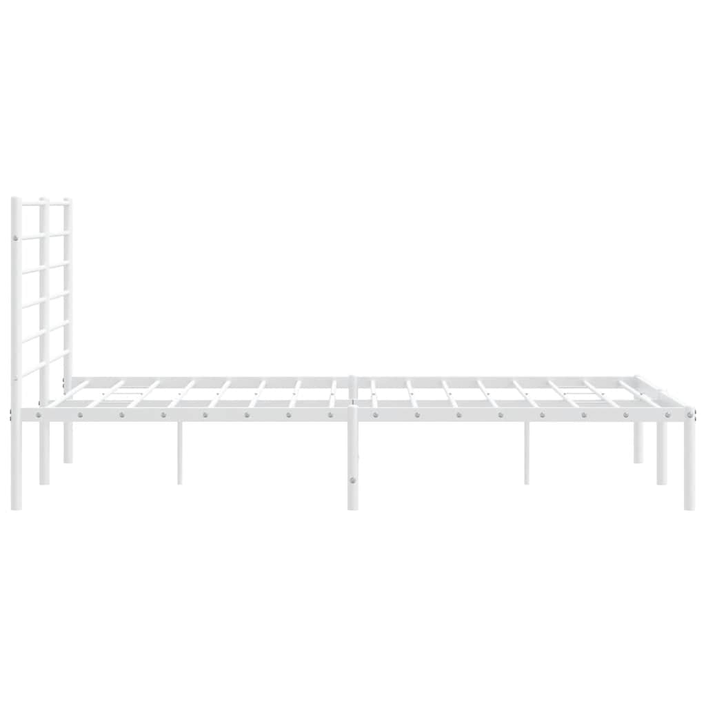 Metal Bed Frame without Mattress with Headboard White 140x190cm