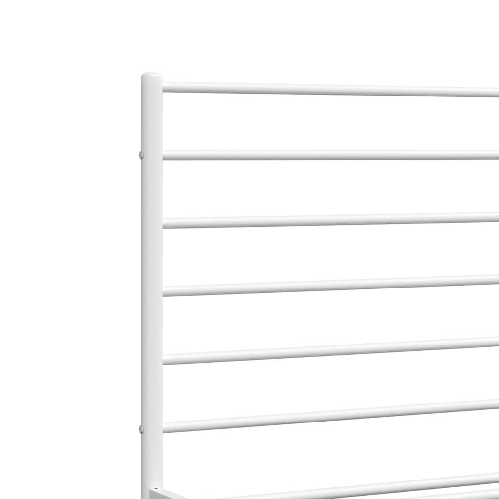 Metal Bed Frame without Mattress with Headboard White 140x190cm