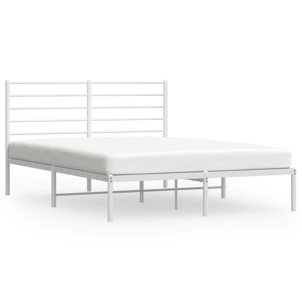 vidaXL Metal Bed Frame without Mattress with Headboard White 150x200cm