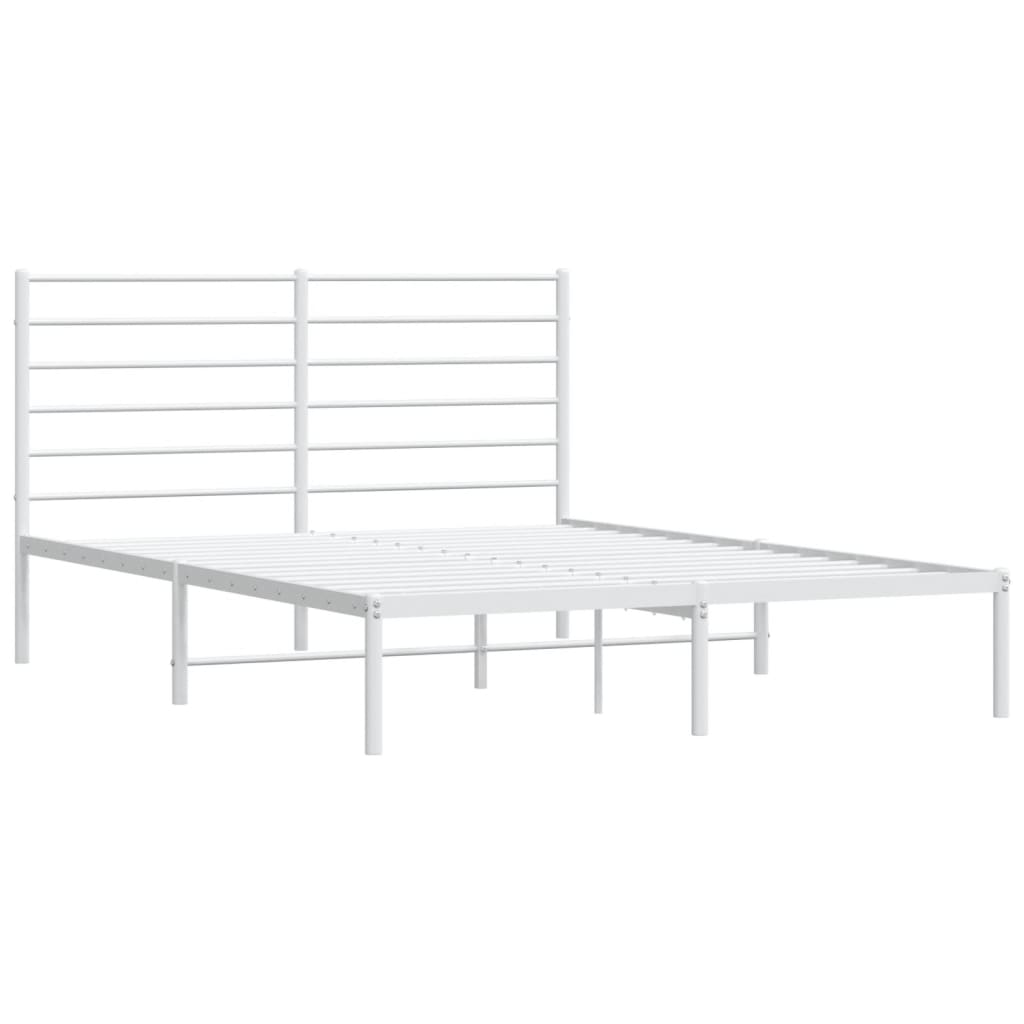 vidaXL Metal Bed Frame without Mattress with Headboard White 150x200cm