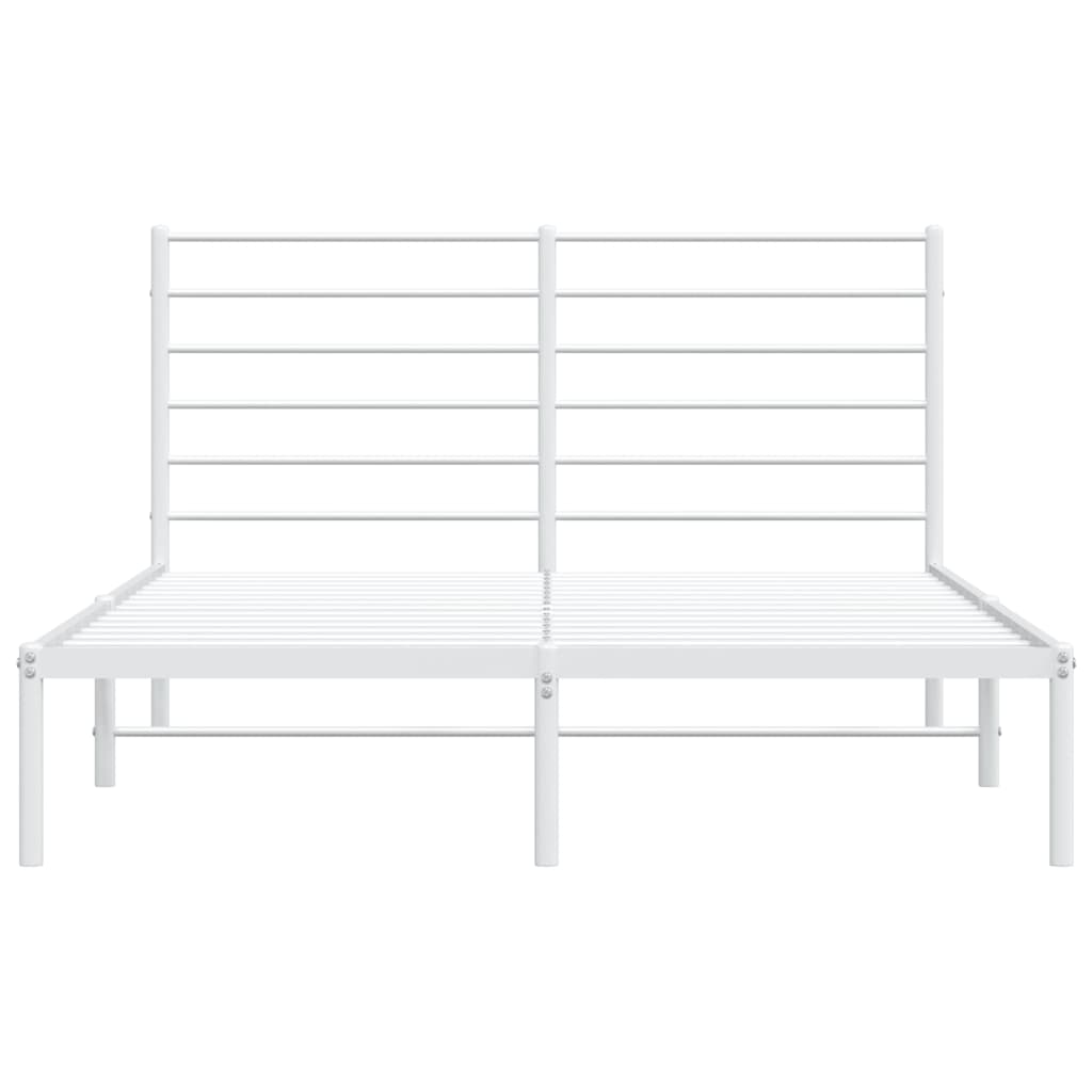 vidaXL Metal Bed Frame without Mattress with Headboard White 150x200cm