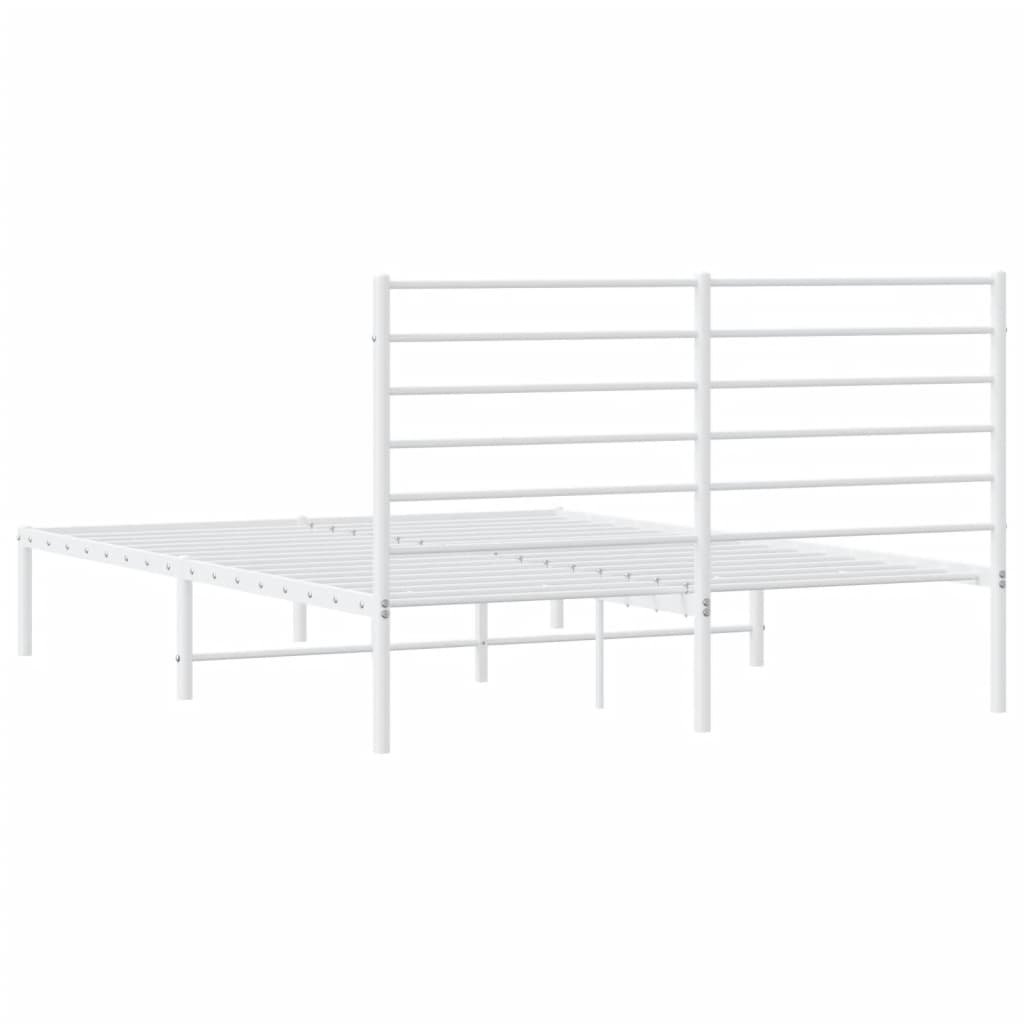 vidaXL Metal Bed Frame without Mattress with Headboard White 150x200cm