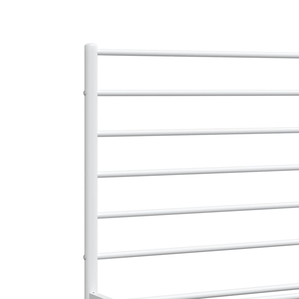 vidaXL Metal Bed Frame without Mattress with Headboard White 150x200cm