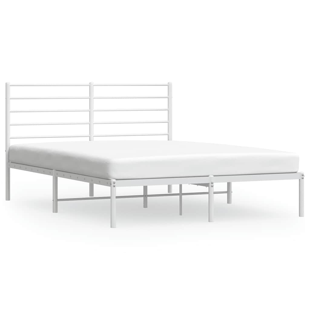 Metal Bed Frame without Mattress with Headboard White 160x200cm
