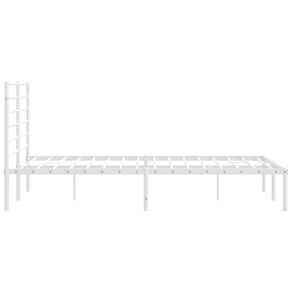 Metal Bed Frame without Mattress with Headboard White 160x200cm