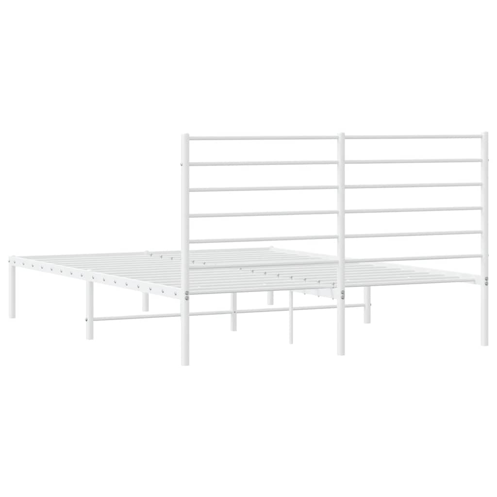 Metal Bed Frame without Mattress with Headboard White 160x200cm