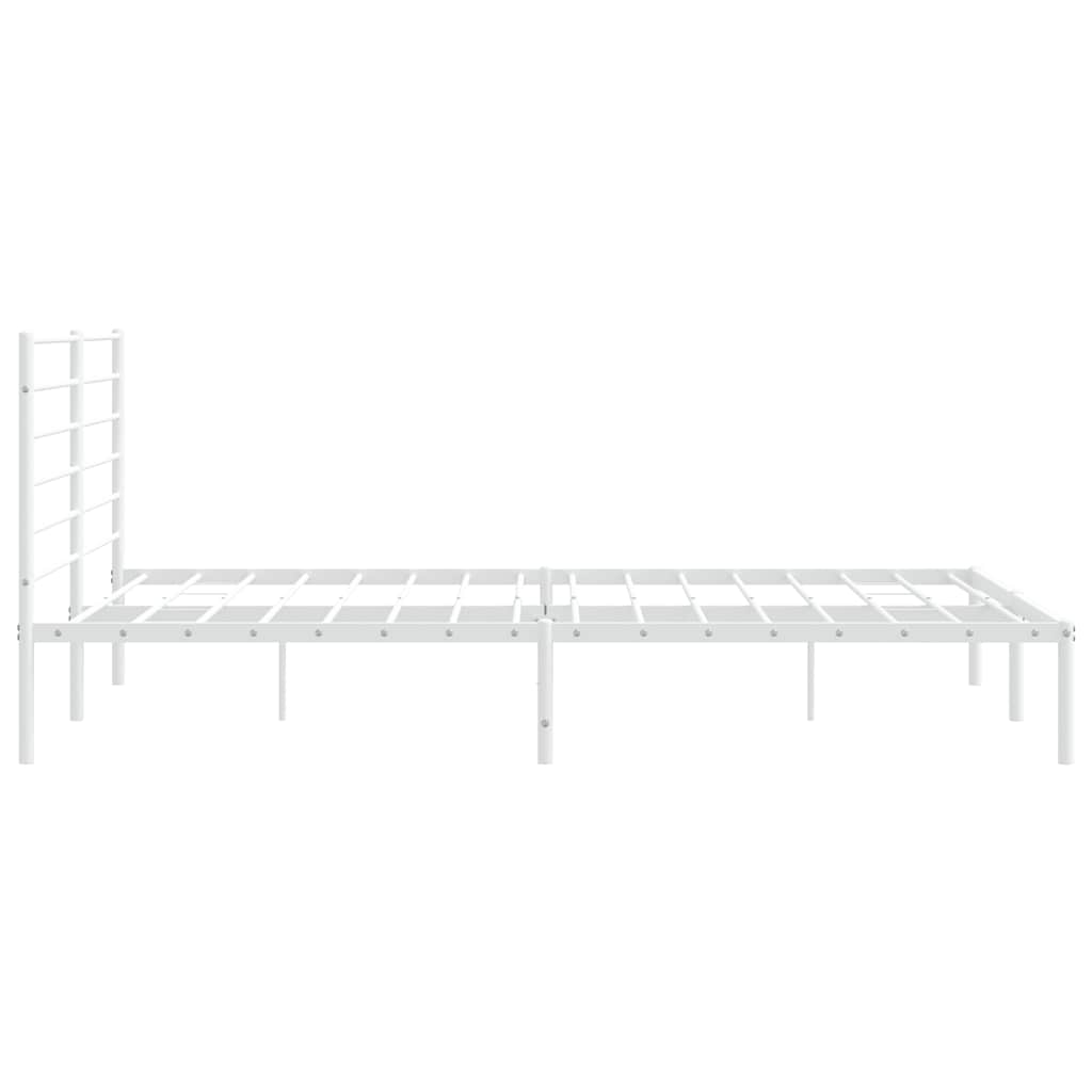 Metal Bed Frame without Mattress with Headboard White 180x200cm