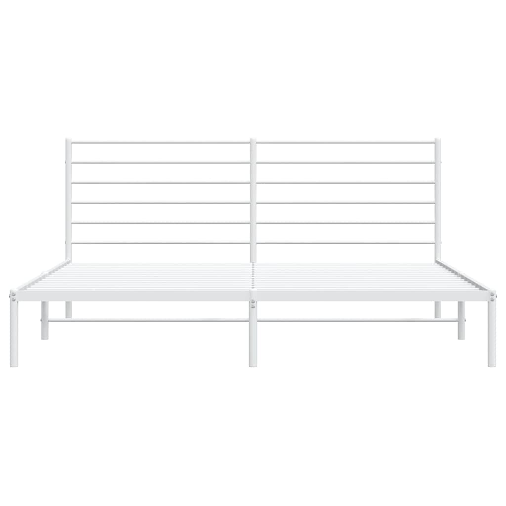 Metal Bed Frame without Mattress with Headboard White 183x213cm
