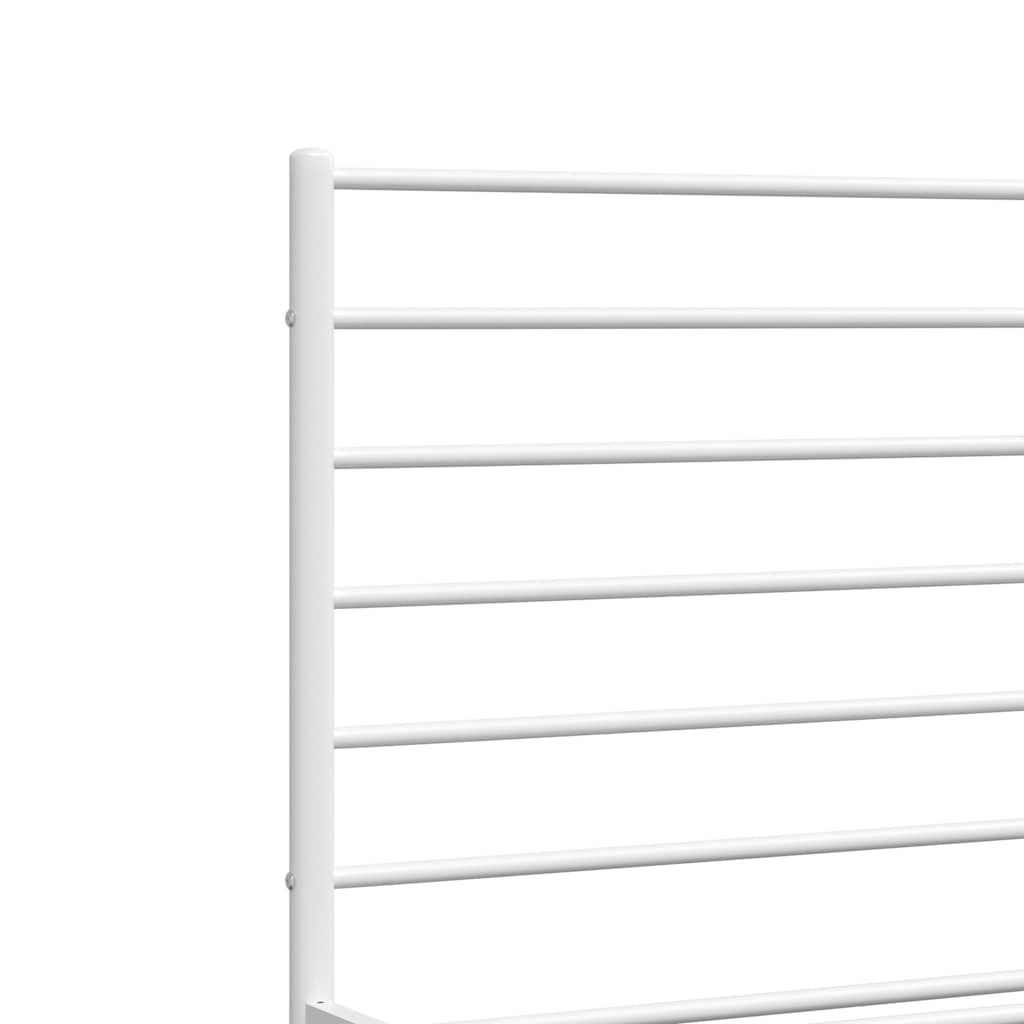 Metal Bed Frame without Mattress with Headboard White 200x200cm