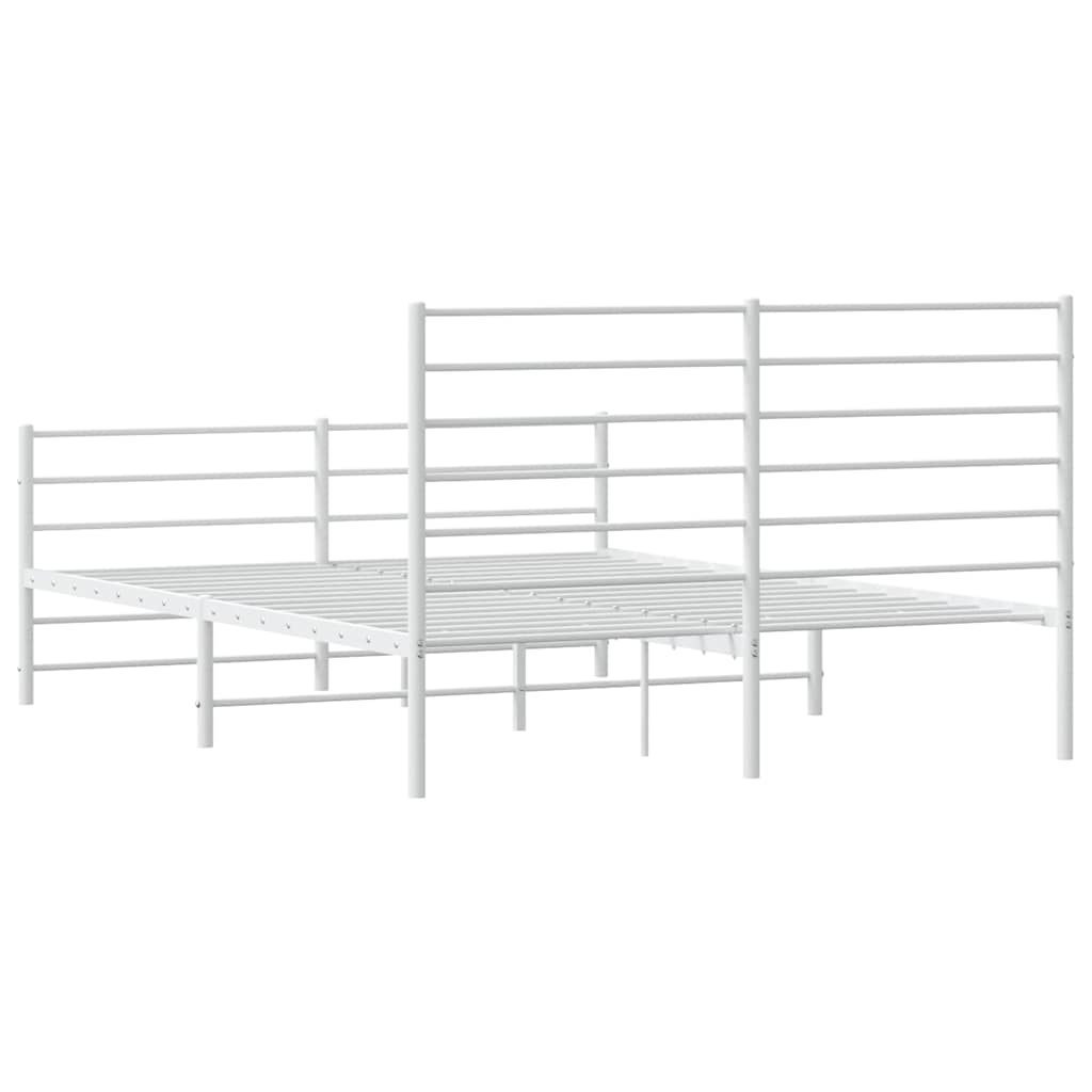 Metal Bed Frame without Mattress with Footboard White 120x190cm