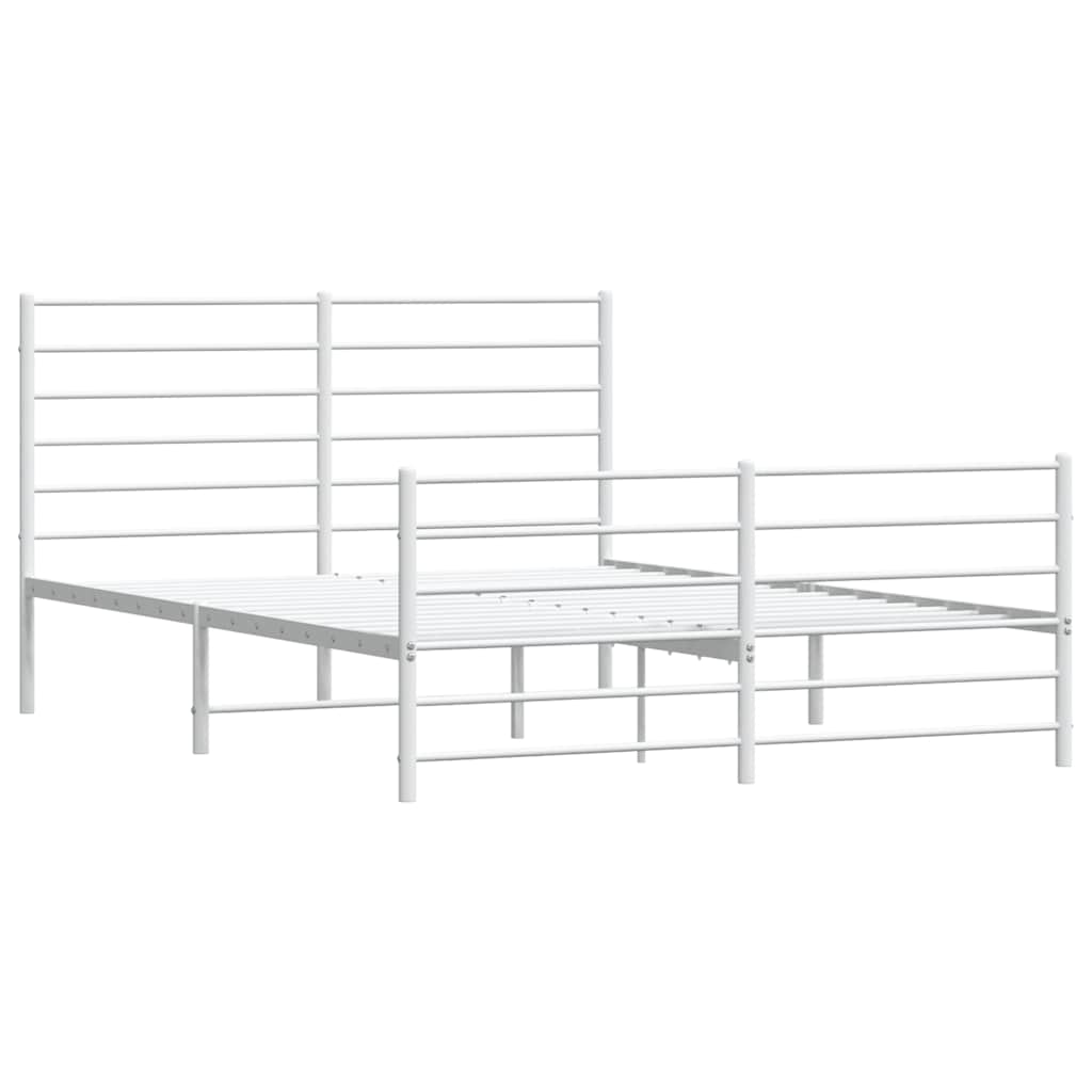 Metal Bed Frame without Mattress with Footboard White 140x200cm