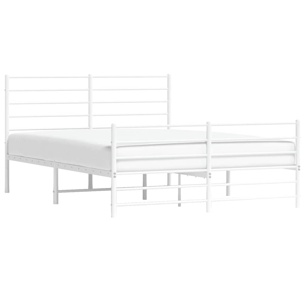 Metal Bed Frame without Mattress with Footboard White 140x200cm