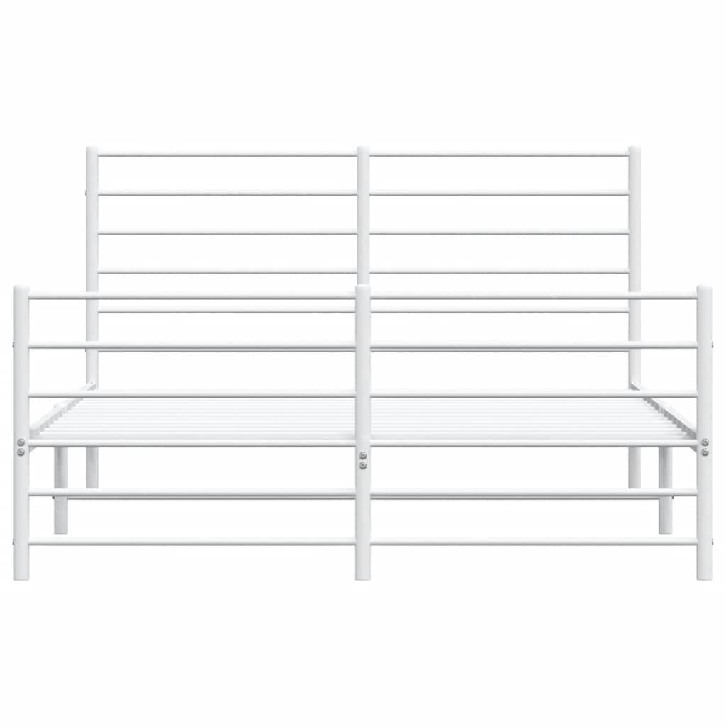 Metal Bed Frame without Mattress with Footboard White 140x200cm