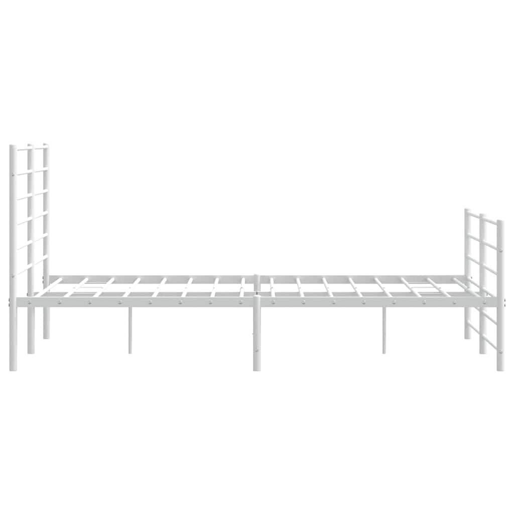 Metal Bed Frame without Mattress with Footboard White 140x200cm