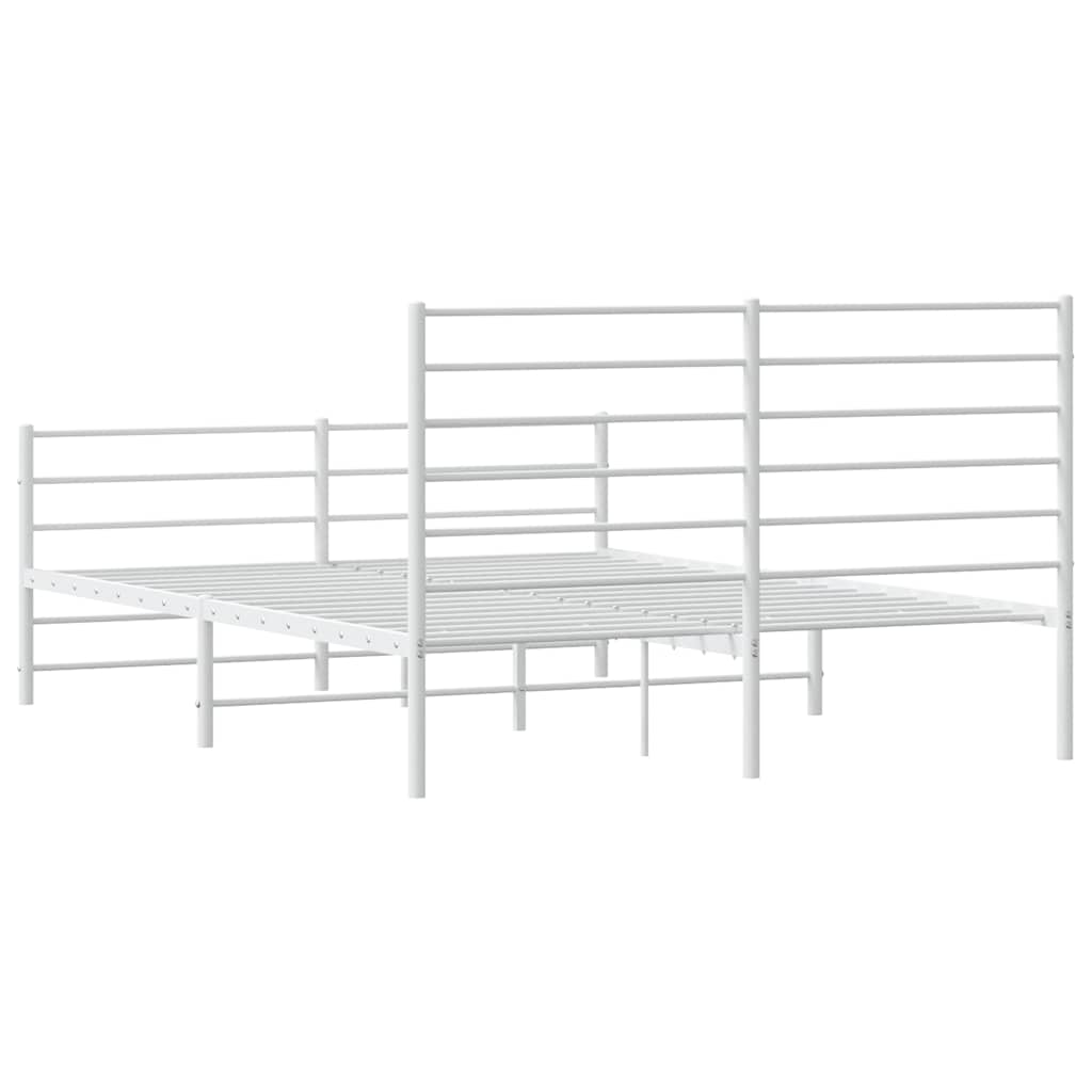 Metal Bed Frame without Mattress with Footboard White 140x200cm