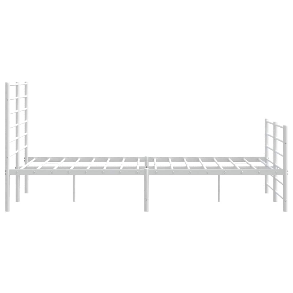 Metal Bed Frame without Mattress with Footboard White 150x200cm