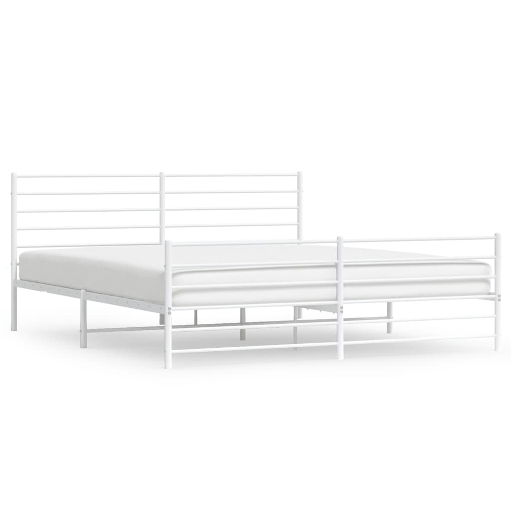 vidaXL Metal Bed Frame without Mattress with Footboard White 180x200cm